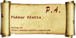 Pekker Aletta névjegykártya